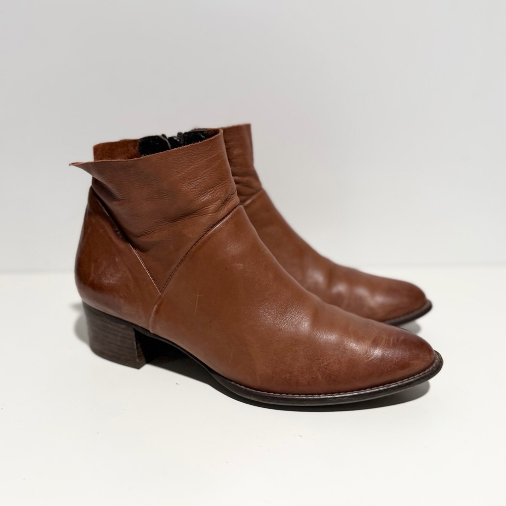 Paul Green Brown Leather Ankle Boots Booties Size 6